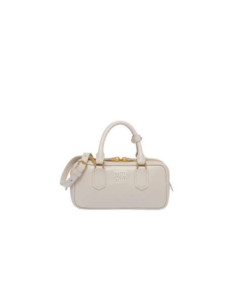 miu miu ms1277|Chalk White Arcadie Leather Bag .